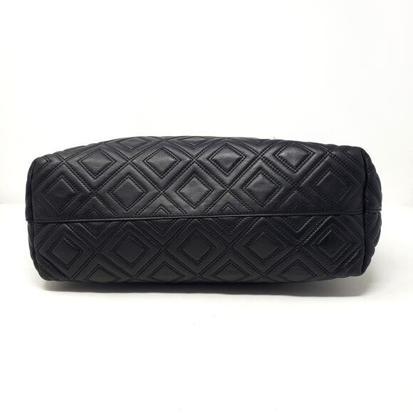 Tory Burch Fleming Triple Compartment Chain-Link Leather Tote Bag Quilted Black - Picture 8 of 14